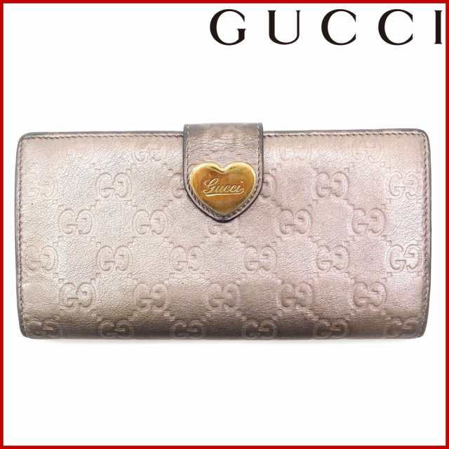 グッチ 財布 GUCCI 長財布 Wホック二つ折り ロゴハートプレート付き ...