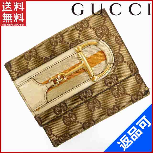 グッチ 財布 GUCCI 二つ折り財布 Wホック財布 ハスラービット ベージュ系×ホワイト×オレンジ (人気・激安） 【中古】 X5394｜au  PAY マーケット