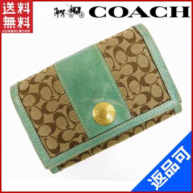 再入荷お得coach 二つ折り 財布 グリーン 小物