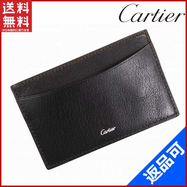 カルティエ カードケース Cartier カードケース パスケース ブラック×シルバー 人気　良品 【中古】 X7065｜au PAY マーケット