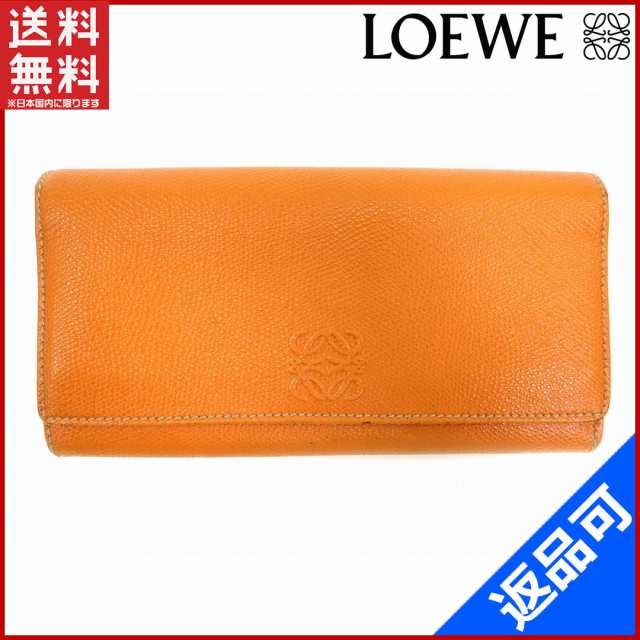 ロエベ 財布 LOEWE 長財布 ファスナー 二つ折り オレンジ 人気 良品