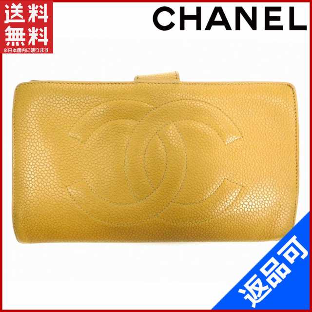 横18cm縦105cm激安  CHANEL がま口折り財布 ベージュ