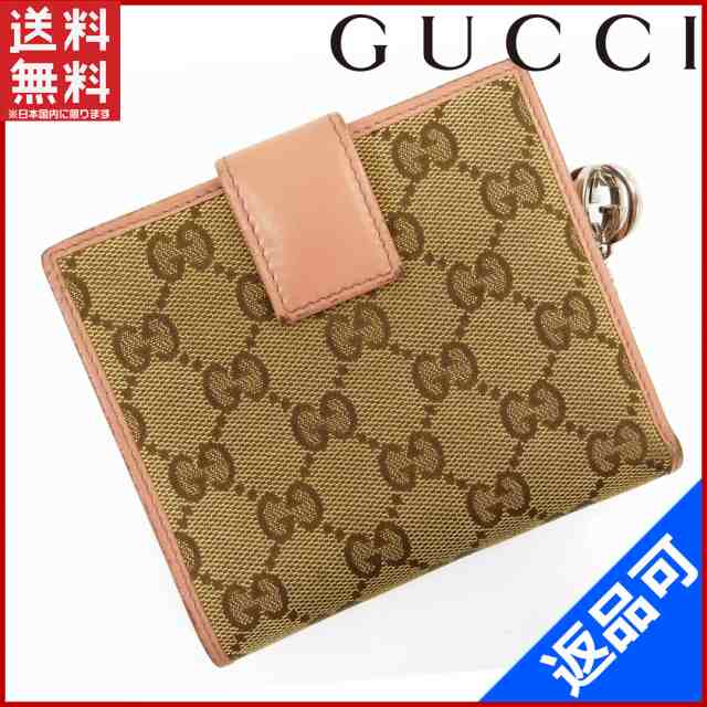 グッチ 財布 Gucci 二つ折り財布 Wホック財布 ダブルgチャーム付き ベージュ系 ピンク シルバー 人気 激安 中古 X7798の通販はau Pay マーケット Brands