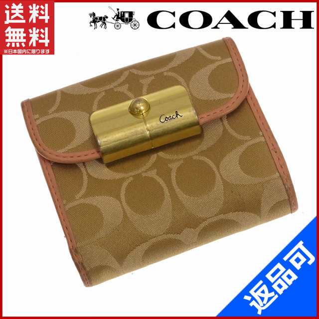 コーチ 財布 Coach 二つ折り財布 Wホック財布 ベージュ ピンク 激安 人気 中古 X8012の通販はau Pay マーケット Brands