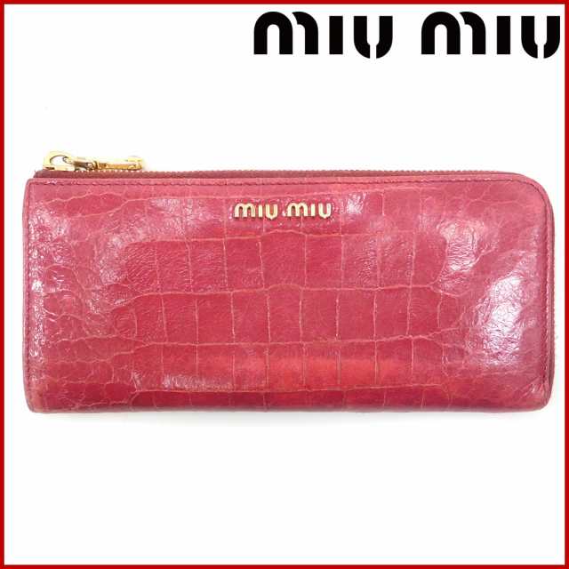 ミュウミュウ 財布 Miumiu 長財布 ラウンドファスナー財布 マゼンタ系 激安 人気 中古 X8195の通販はau Pay マーケット Brands