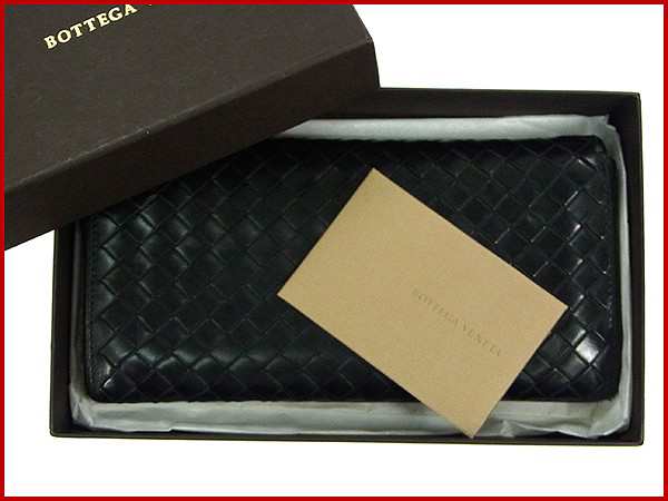 ボッテガ・ヴェネタ 財布 BOTTEGA VENETA 長財布 イントレチャート ブラック 激安 即納 【中古】 X8951