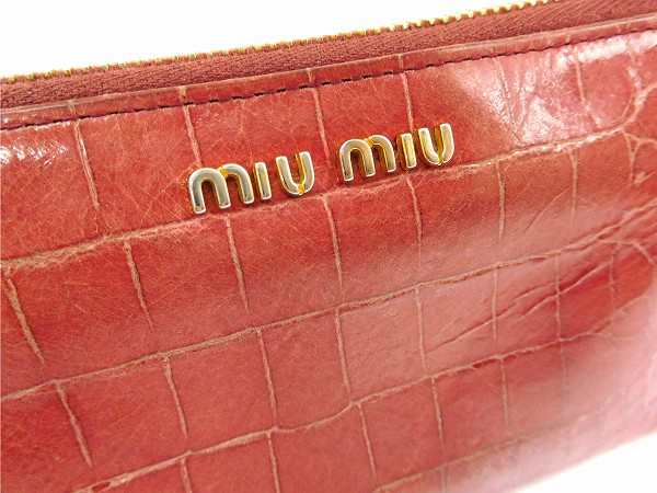 ミュウミュウ 財布 miumiu 長財布 ラウンドファスナー財布 クロコ調