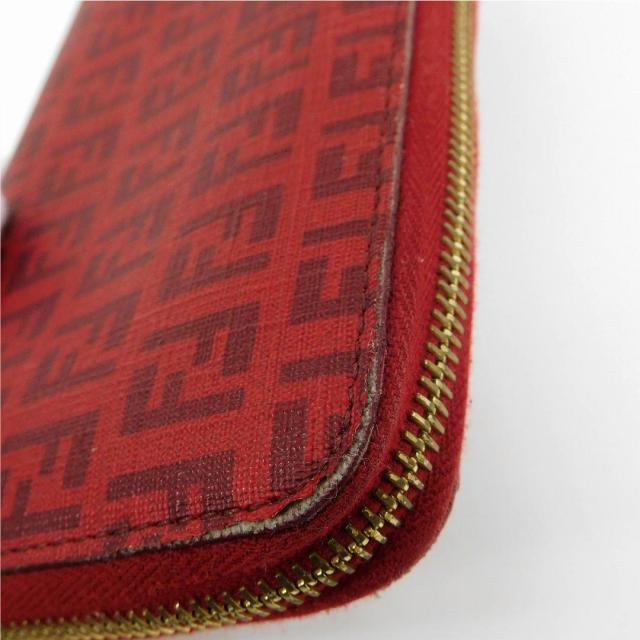 フェンディ 財布 FENDI 長財布 ラウンドファスナー財布 レッド 送料 