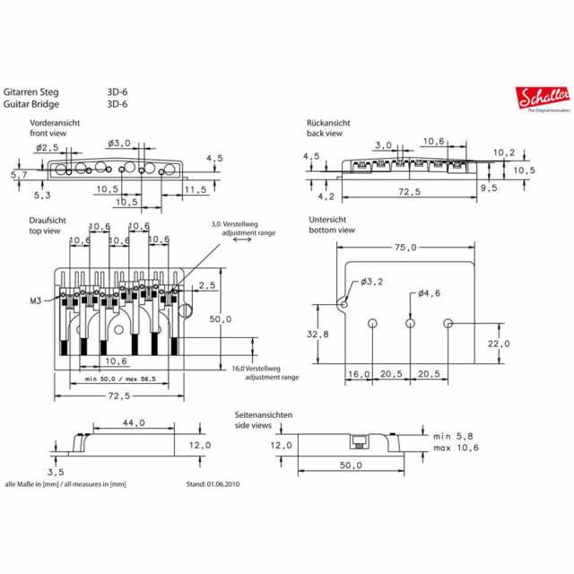 SCHALLER 3D-6 CH ギター用 ブリッジの通販はau PAY マーケット