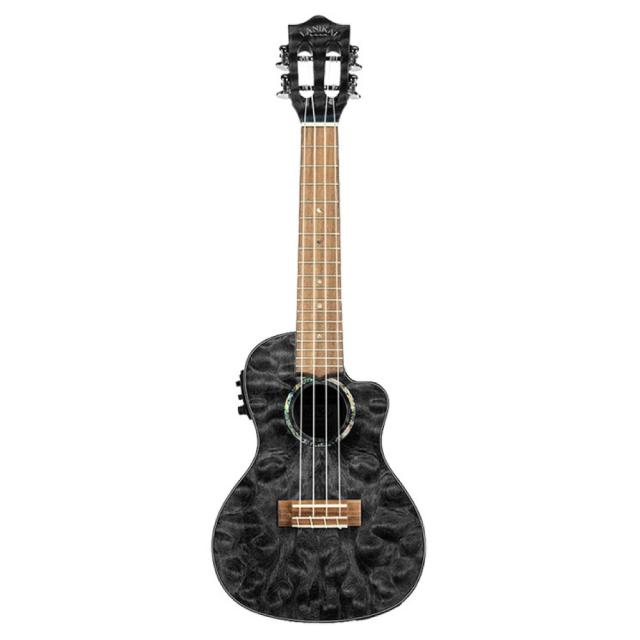 LANIKAI QM-BKCEC Quilted Maple Black Stain Concert A/E Ukulele 