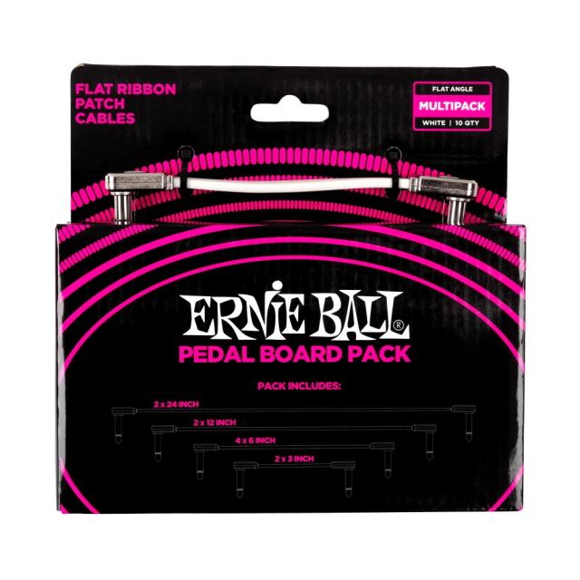 アーニーボール ERNIE BALL P06387 FLAT RIBBON PATCH CABLES PEDALBOARD MULTI PACK WHITE パッチケーブル 10本セット