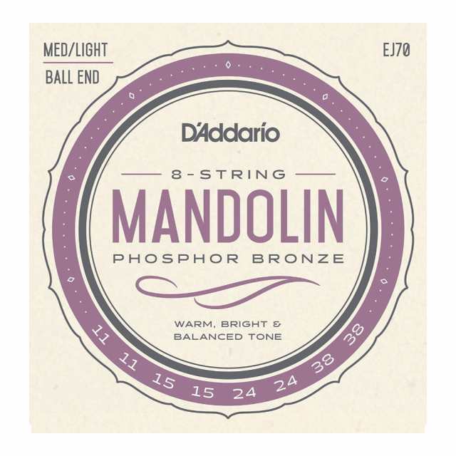 D'Addario ダダリオ EJ70 Phosphor Bronze Mandolin Strings Ball End Medium Light  11-38 マンドリン弦