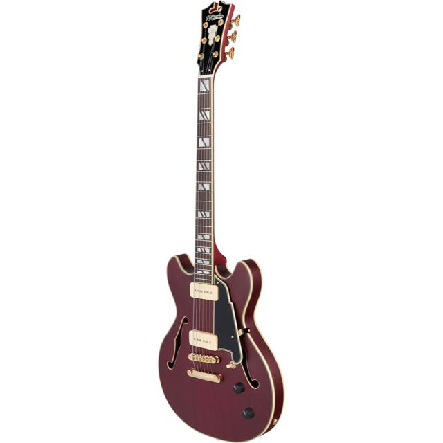 D’Angelico ディアンジェリコ Deluxe Mini DC P-90 Satin Trans Wine エレキギター セミアコ_2