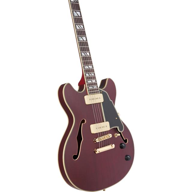 D’Angelico ディアンジェリコ Deluxe Mini DC P-90 Satin Trans Wine エレキギター セミアコ_3