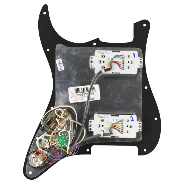 Fender フェンダー Pre-Wired Strat Pickguard Quadra Tap HH Black 11 Hole PG 配線済みピックアップセット_1