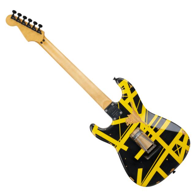 EVH イーブイエイチ Limited Edition Striped Series Frankenstein Frankie Black with Yellow Stripes Aged エレキギター_1