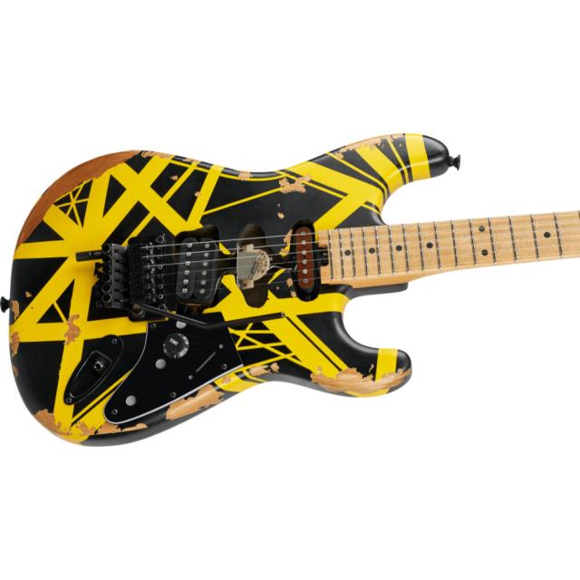 EVH イーブイエイチ Limited Edition Striped Series Frankenstein Frankie Black with Yellow Stripes Aged エレキギター_2