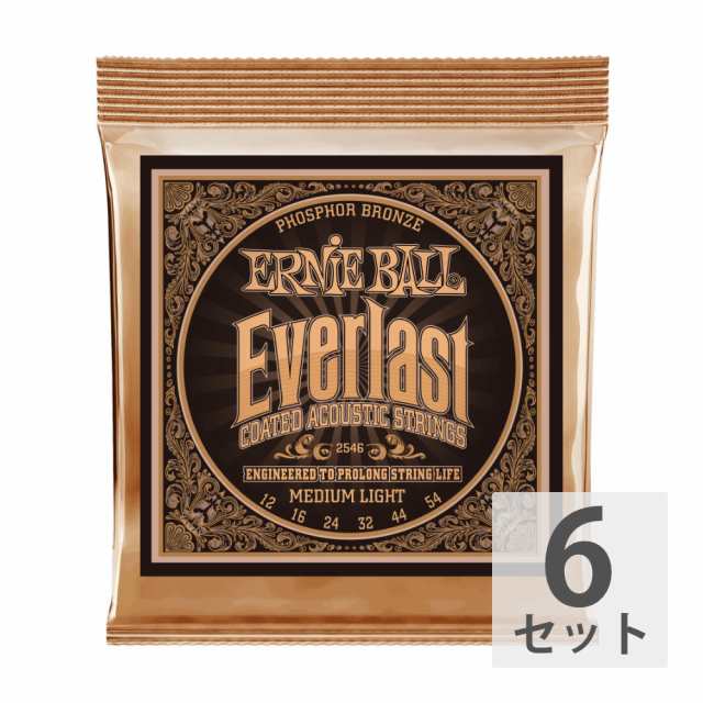 アーニーボール ERNIE BALL 2546 Everlast Coated PHOSPHOR BRONZE MEDIUM LIGHT アコースティックギター弦 ×6セット