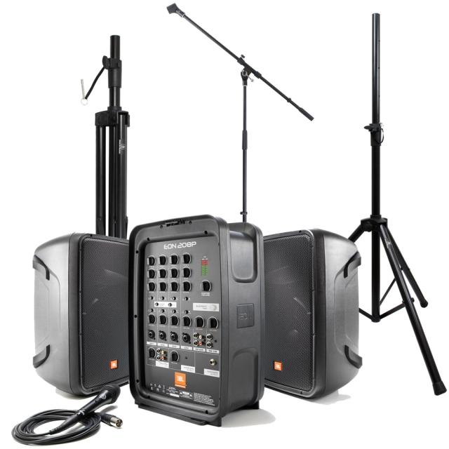 JBL PROFESSIONAL EON208P スピーカースタンド×2 マイクスタンド×1 簡易PA 3点セット