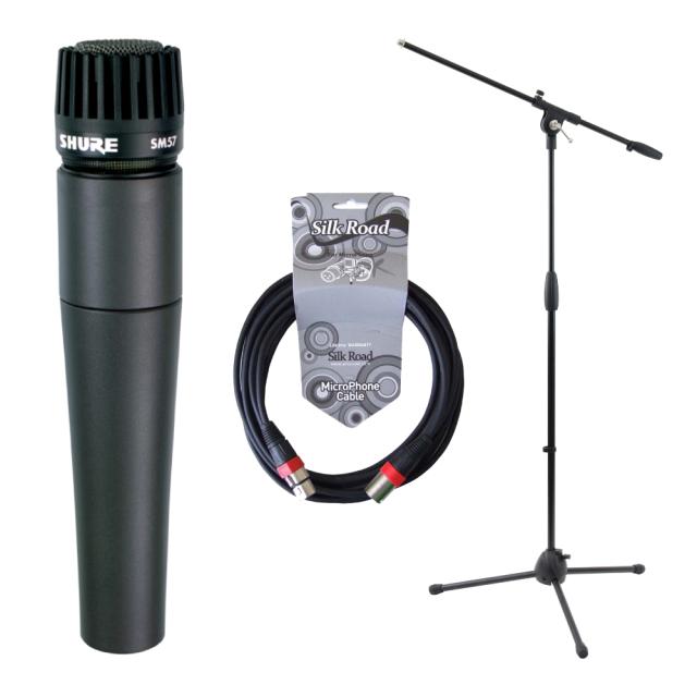 SHURE SM57-LCE 楽器用ダイナミックマイク ブームマイクスタンド マイクケーブル 3点セット