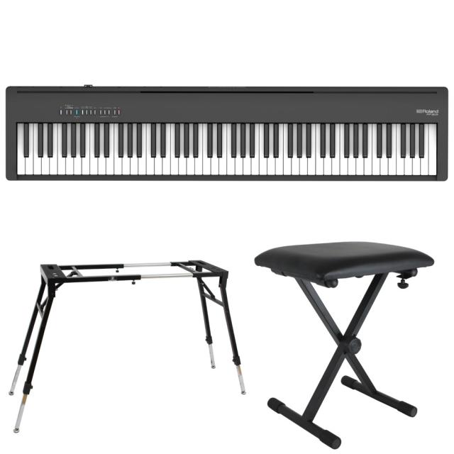 ローランド ROLAND FP-30X-BK Digital Piano ブラック 電子ピアノ キーボードスタンド キーボードベンチ 3点セット [鍵盤 Eset]