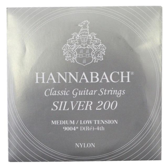 ハナバッハ クラシックギター弦 バラ弦 4弦 6本セット HANNABACH Silver200 ミディアムローテンション 9004Medium/low ギター弦 クラギ弦