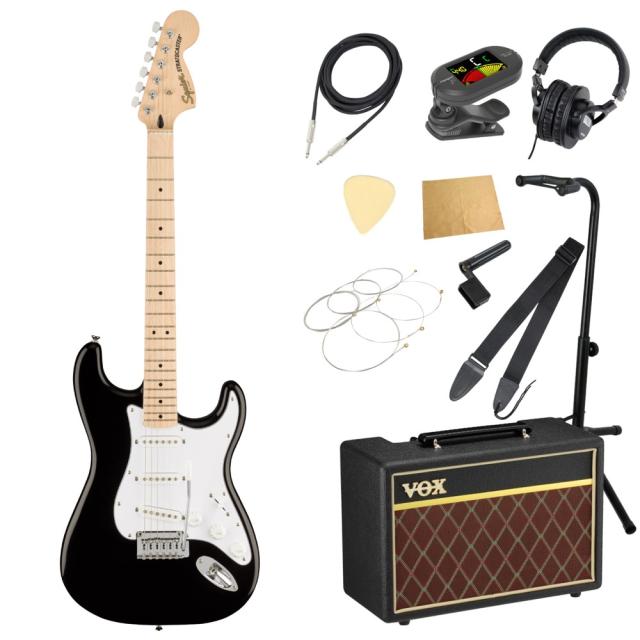 初心者セット Squier Affinity Series Stratocaster BLK エレキギター VOXアンプ付き 入門11点セット