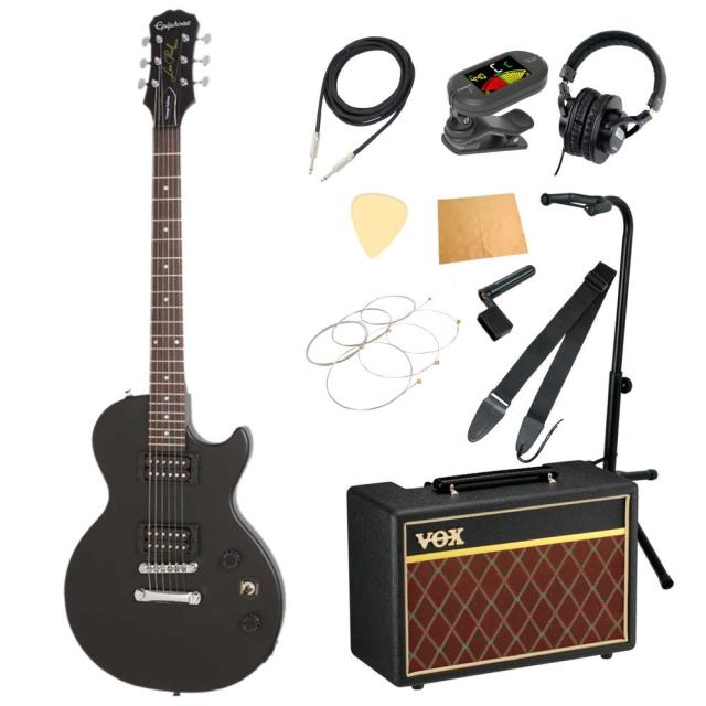 Epiphone エピフォン Les Paul Special Satin E1 Vintage Worn Ebony エレキギター VOXアンプ付き 入門11点 入門初心者セット