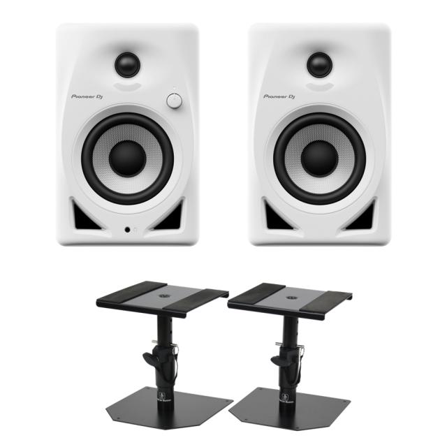 Pioneer DJ DM-40D White パワードモニタースピーカー 1ペア（2台） ホワイト 白 Dicon Audio SS-032R 卓上スタンド ペア セット