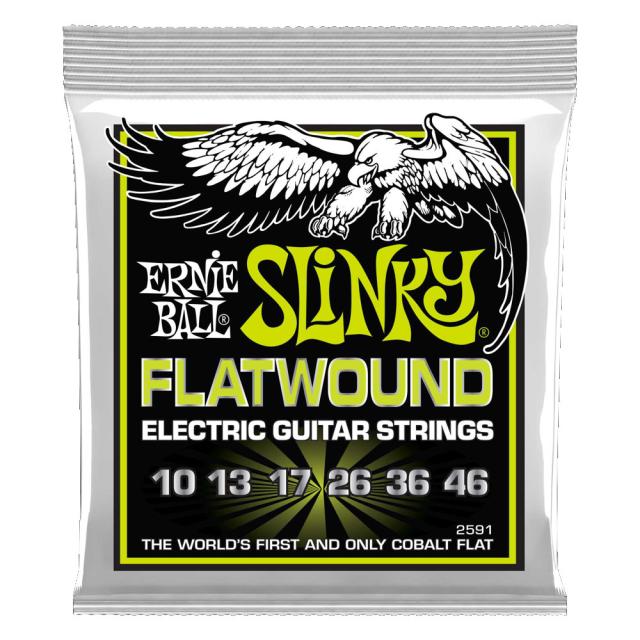 ERNIE BALL アーニーボール 2591 Flatwound Regular Slinky 10-46（3弦プレーン） フラットワウンド エレキギター弦 ×3セット