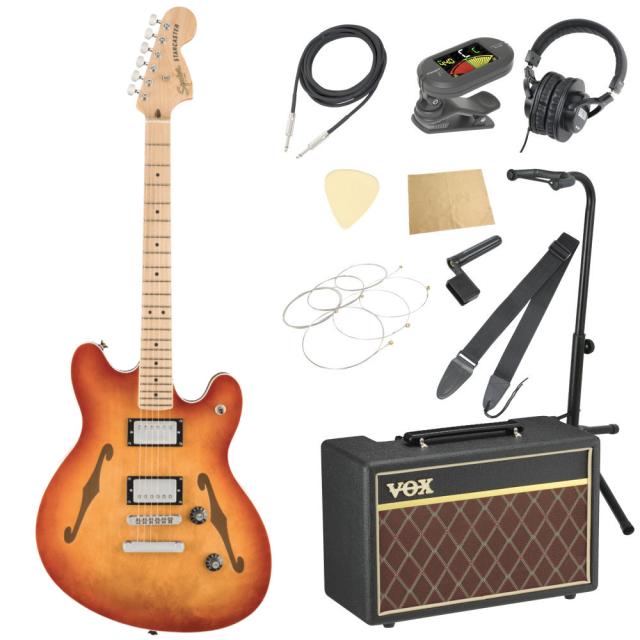Squier スクワイヤー Affinity Series Starcaster Deluxe Sienna Sunburst エレキギター VOXアンプ付き 入門11点 初心者セット