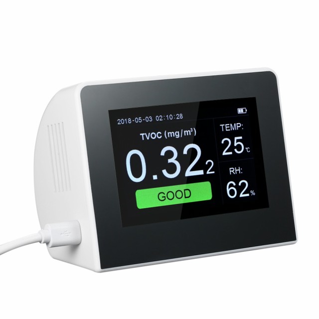 ポータブル 屋内/屋外 空気モニター PM 2.5 ホルムアルデヒド (HCHO) 揮発性有機化合物 (TVOC) モニター 検出器の通販は