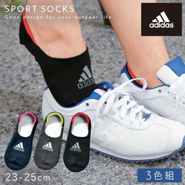 カバーソックス レディース 3色組 23-25cm 靴下 アディダス adidas