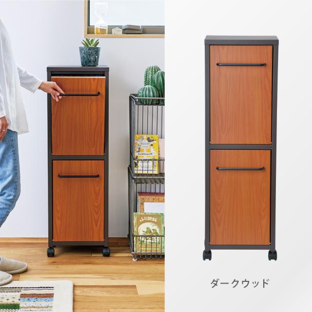 ダストボックス　2段 ゴミ箱 分別 薄型 フラップ 2段 2分別 キッチン ごみ箱