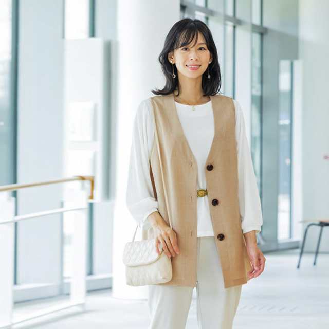 ロングベスト レディース M L LL 3L 春 夏 ベスト ロング丈