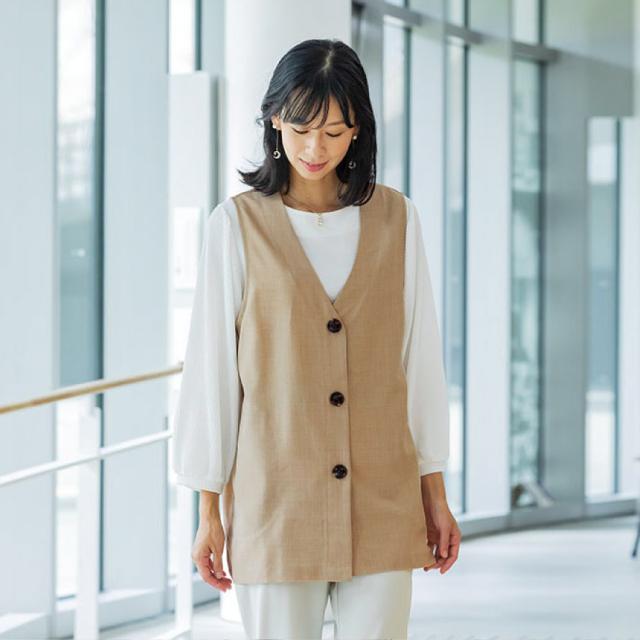 ロングベスト レディース M L LL 3L 春 夏 ベスト ロング丈