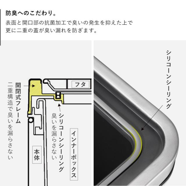 【20L】 EKO ゴミ箱 20l ペダル 防臭 二重 臭わない 抗菌 ステンレス キッチン ごみ箱 ふた付き ステップビン 高級 おしゃれ スリム 静音 エックスキューブステップビン20L メーカー直送_4