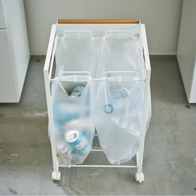 ゴミ箱 分別 キャスター ワゴン キッチン トスカ tosca 山崎実業 目隠し分別ダストワゴン トスカ 2分別 ホワイト メーカー直送_6