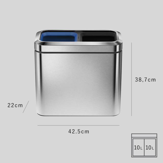 simplehuman シンプルヒューマン 【正規代理店・1年保証付】ゴミ箱 ごみ箱 ふた付き ステンレス キッチン スリム 20リットル 20l 20L 台所 横型 横 縦型 縦 角型 長方形 四角 おしゃれ スタイリッシュ 業務用 店舗 お店 会社 オフィス カフェ ロビー シンプル ブランド..._6