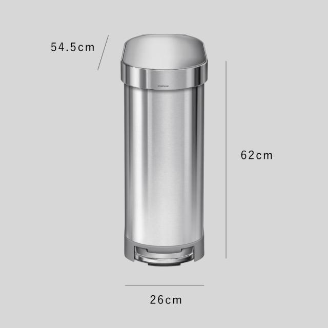 simplehuman シンプルヒューマン 【正規代理店・1年保証付】 ゴミ箱 45l ペダル ステンレス キッチン 大容量 スリム ふた付き 袋が見えない シンプル おしゃれ シンプルヒューマン スリムステップカン ツヤ消しステンレス シルバー 45L CW2044 メーカー直送_6