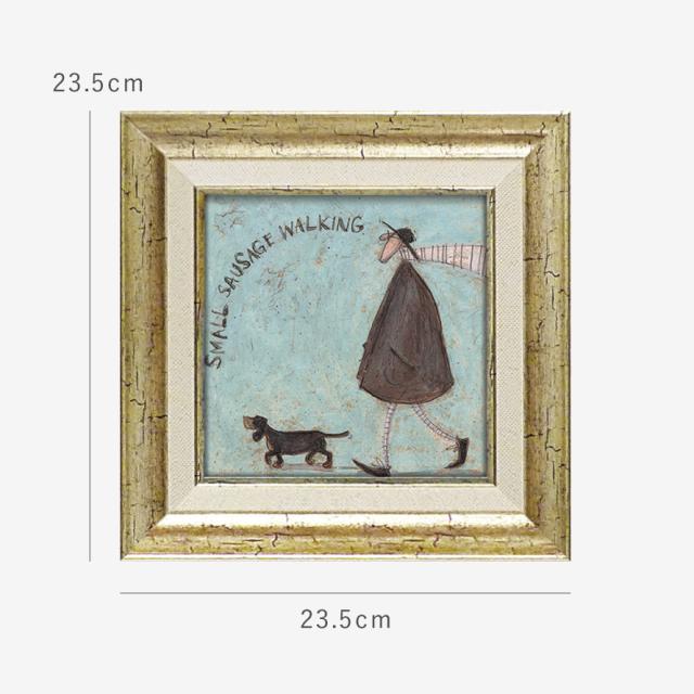 サムトフト 絵画 絵 23.5×23.5cm 【小さなソーセージのおさんぽ