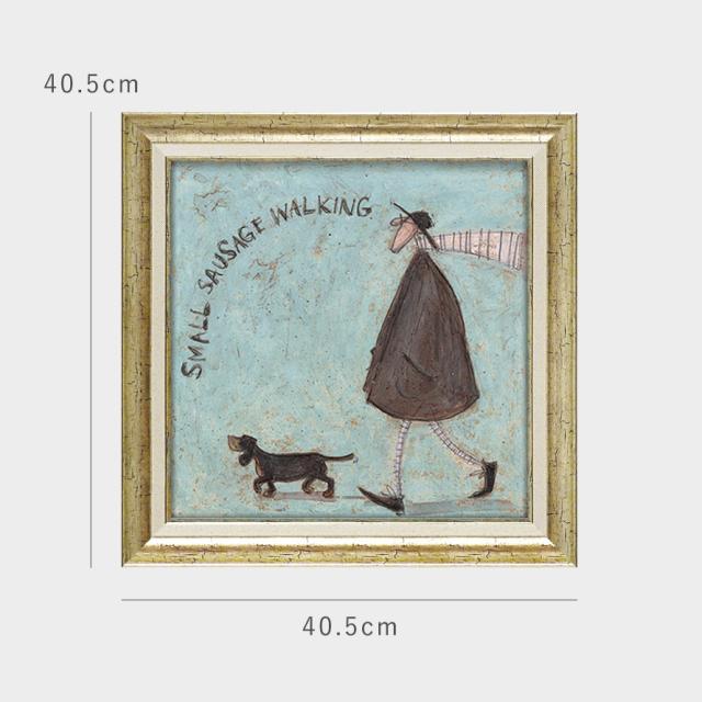 サムトフト 絵画 絵 40.5×40.5cm 【小さなソーセージのおさんぽ】 アートパネル アートフレーム 壁掛け おしゃれ 犬 アートボード ポスター インテリア 絵 モダン アンティーク 玄関 飾る イギリス作家 ST-08104 ギフト プレゼント 新築祝_7