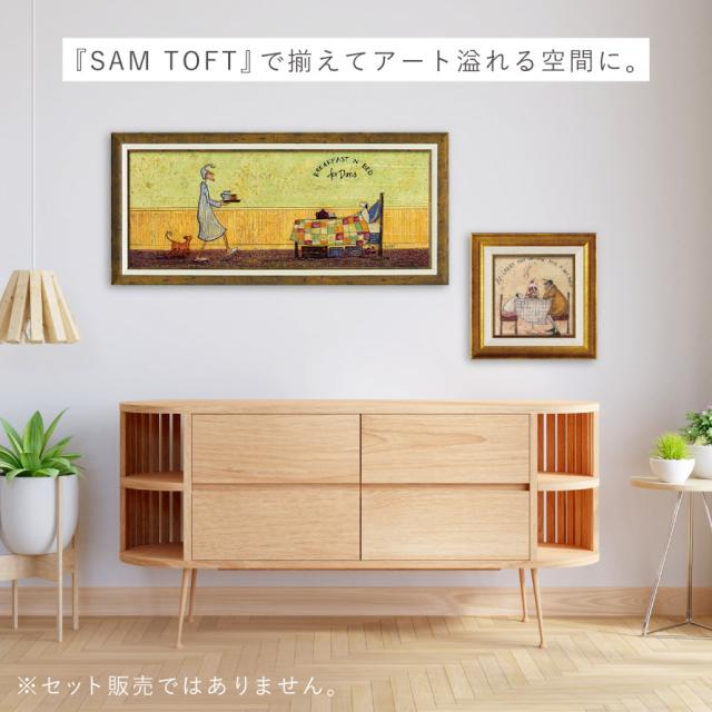 サムトフト 絵画 絵 94.5×43cm 【ドリスとベッドで朝食】 アートパネル 横長 アートフレーム 壁掛け おしゃれ 犬 絵画 絵 アートボード インテリア 絵 ポスター モダン 大きい 大型サイズ アンティーク 玄関 飾る イギリス作家 ST-15009 ギフト プレゼント 新築祝_8
