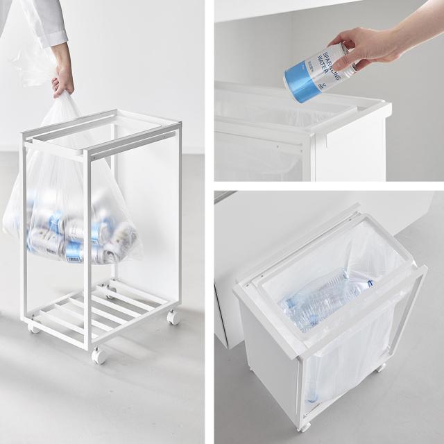 スリム目隠しダストワゴン タワー 45L 山崎実業 tower ゴミ箱 キッチン 45l ワゴン 分別 キャスター おしゃれ モノトーン ホワイト ブラック 10641 10642 メーカー直送_9