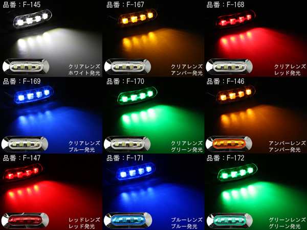 12V 24V 小型 汎用 LED マーカー ランプ 防水 車高灯やサイドマーカー クリアレンズ カラーレンズ F-145-172｜au PAY  マーケット