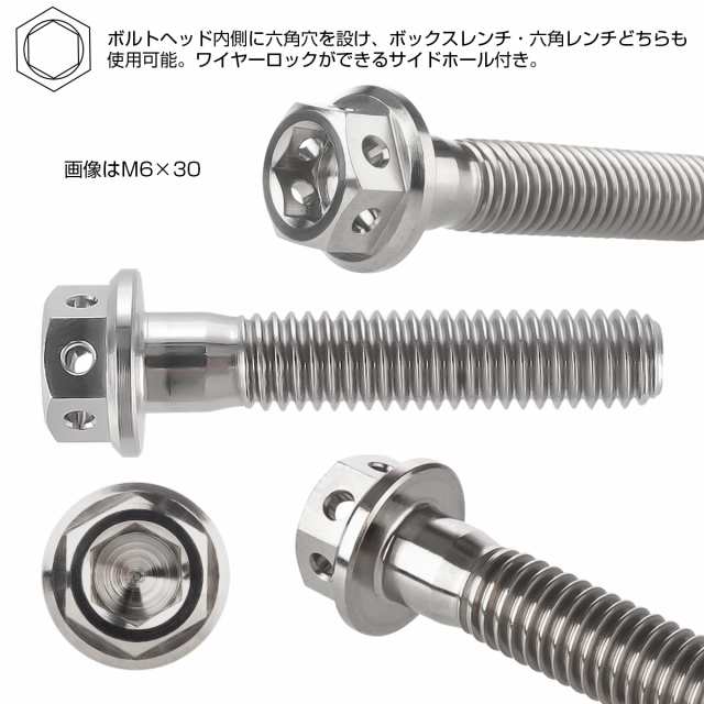 チタンボルト M6×30mm P1.0 六角ボルト 六角穴付き フランジ付き シルバー デザイン JA731｜au PAY マーケット