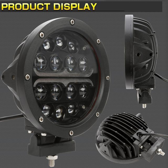 LED 作業灯 フォグライト 70W スポット Hi Lo アンバーマーカーライト付き ブラックインナー 12V 24V 防水 P-560_2