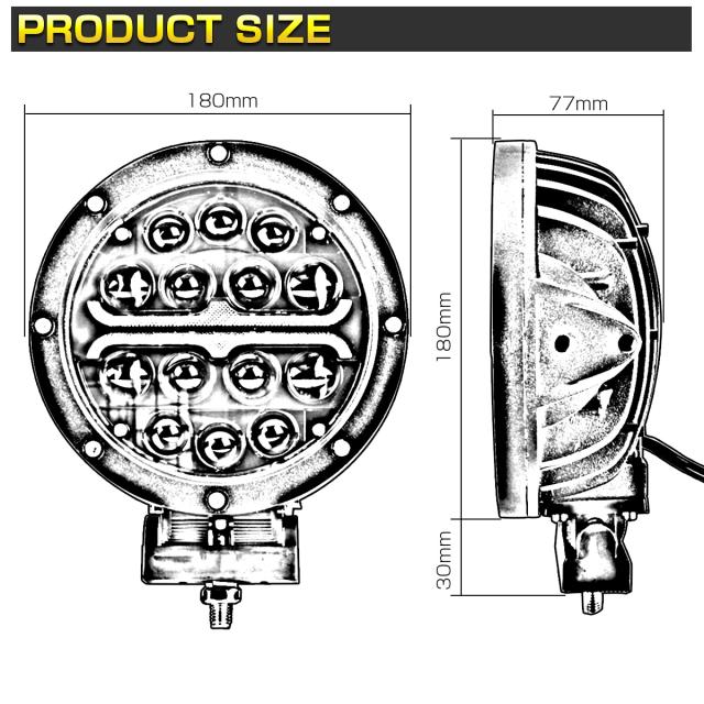LED 作業灯 フォグライト 70W スポット Hi Lo アンバーマーカーライト付き ブラックインナー 12V 24V 防水 P-560_6