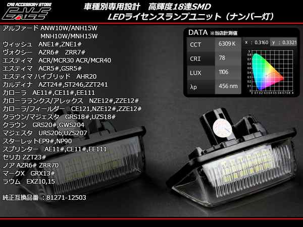 トヨタ Led ライセンスランプ ナンバー灯 10系 アルファード ウィッシュ 30系 50系 エスティマ 60系 70系 ノア ヴォクシー R 171の通販はau Pay マーケット オートパーツ専門店 Eale