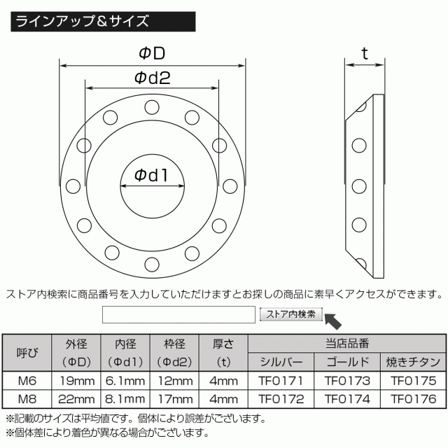 M8 ボルト座面枠付 ワッシャー 外径22mm ホール加工 ボルトリング Sus304ステンレス製 フジツボ デザインワッシャー 焼きチタン Tf0176の通販はau Pay マーケット オートパーツ専門店 Eale